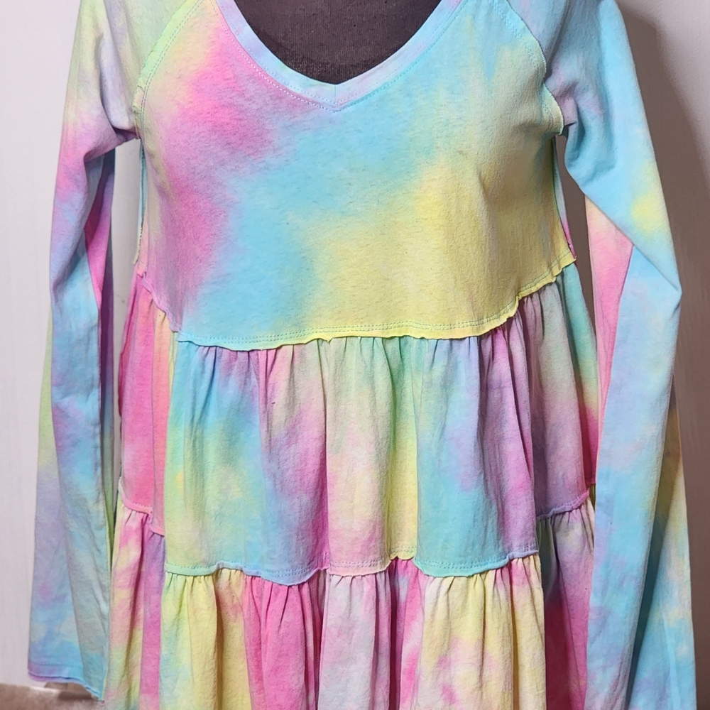 Colorful Tie-Dye Long Sleeve Dress